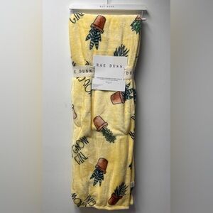 NWT Rae Dunn ‘You Grow Girl’ Yellow Plush Throw/Blanket 50x70 Succulents